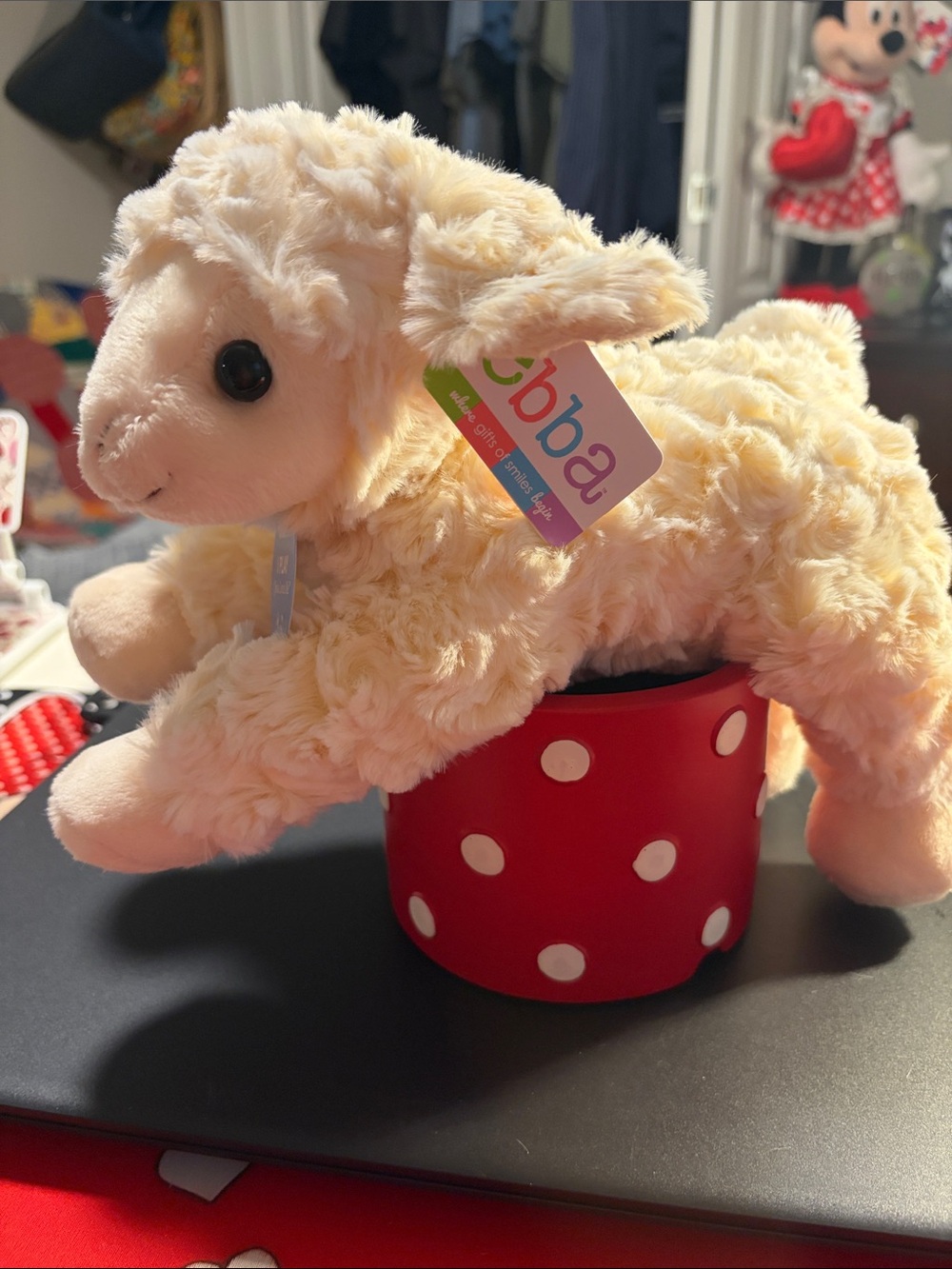 ebba Cream Plush Lamb Stuffed wind up Animal - Soft Cuddly Toy